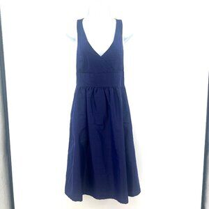 Lula Kate Deep Blue 100% Silk Cross Back Embellished Dress Women's 8